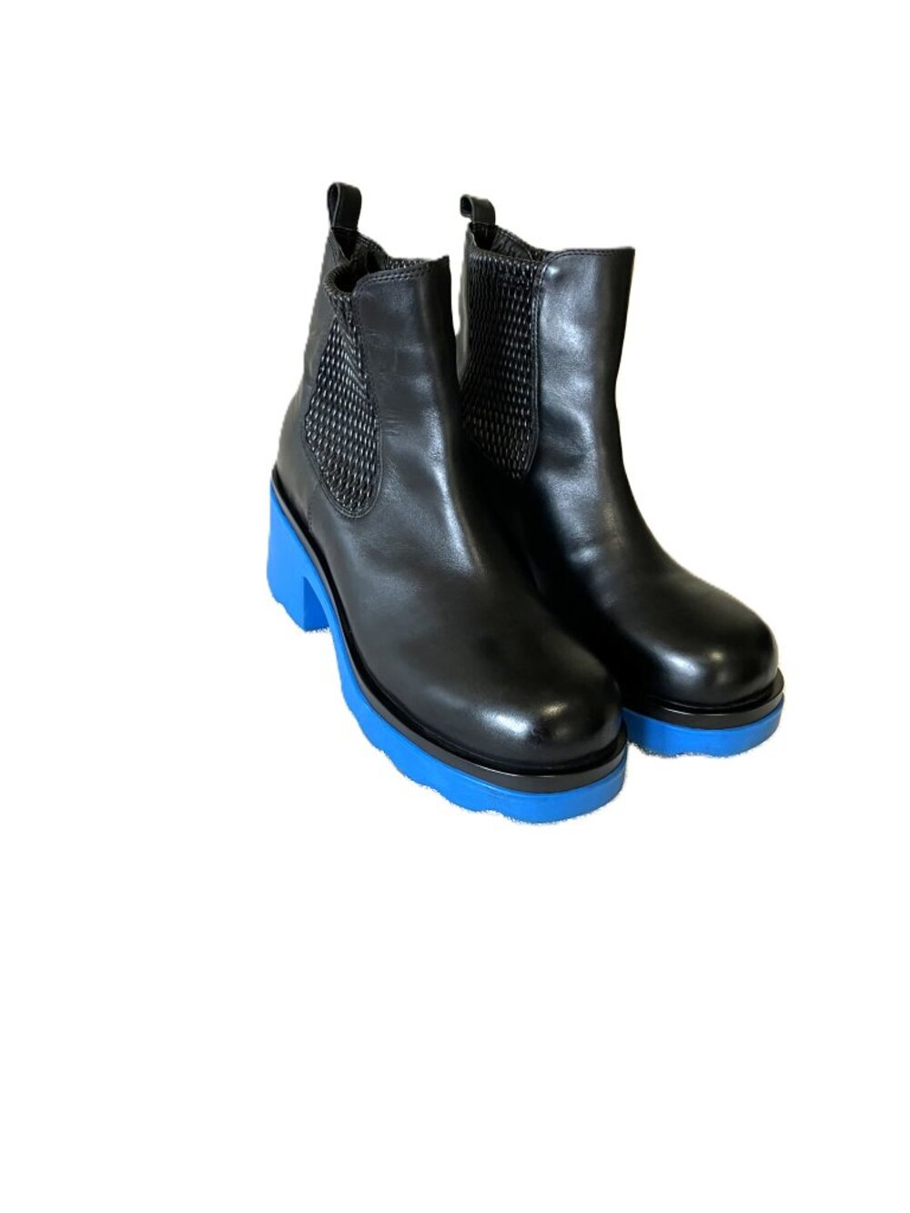 Aerosoles "Blaine" Chelsea Ankle Boots Women's 10.5-Black Leather/Blue Platform